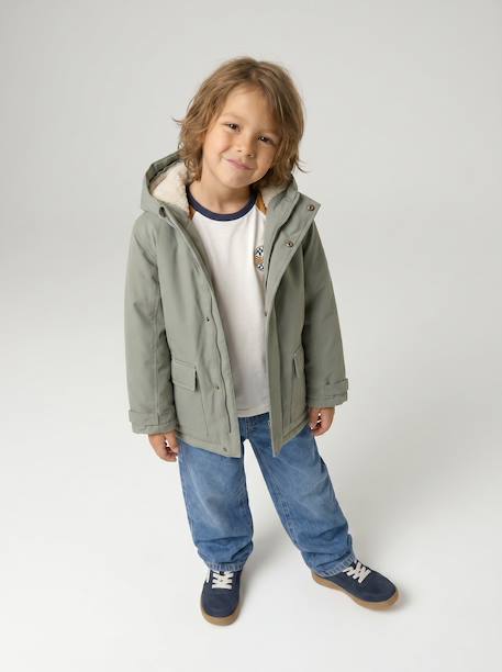 3-in-1 Parka with Removable Bodywarmer for Boys BLUE MEDIUM SOLID WITH DESIGN+BROWN DARK SOLID WITH DESIGN+GREEN MEDIUM SOLID WITH DESIG+lichen - vertbaudet enfant 