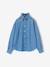 Denim shirt with frill high neck for girls medium blue - vertbaudet enfant 