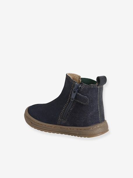Chaussures premiers pas bébé boots cuir marine - vertbaudet enfant 
