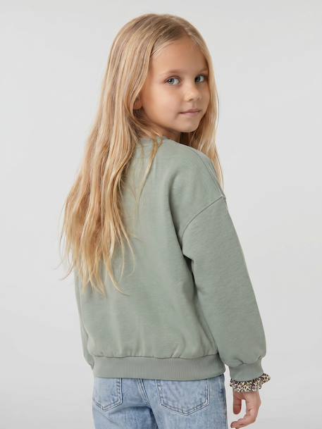 Sweatshirt for girls grey green - vertbaudet enfant 