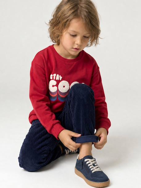 Pantalon en velours côtelé garçon facile à enfiler bleu ardoise+marine - vertbaudet enfant 