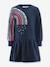 Happy Girls rainbow sweatshirt dress for girls navy blue+sweet pink - vertbaudet enfant 