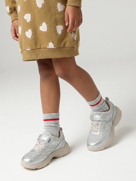 Baskets enfant fille textile à scratch argenté - vertbaudet enfant 