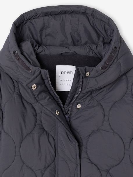 Lightweight puffer jacket with hood for girls black - vertbaudet enfant 