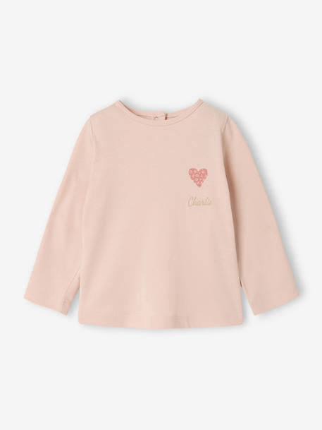 T-shirt manches longues bébé fille bleu grisé+rose pâle - vertbaudet enfant 