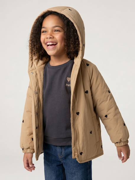 Girl's embroidered lightweight jacket grey green+hazel - vertbaudet enfant 