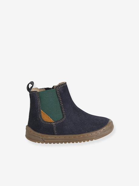 Chaussures premiers pas bébé boots cuir marine - vertbaudet enfant 