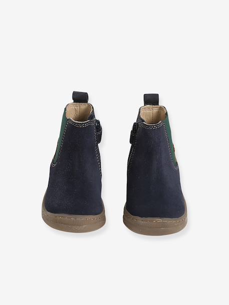 Baby first steps leather boots navy blue - vertbaudet enfant 