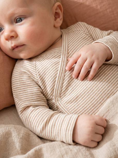 Pack of 3 long-sleeved newborn bodysuits cappuccino - vertbaudet enfant 