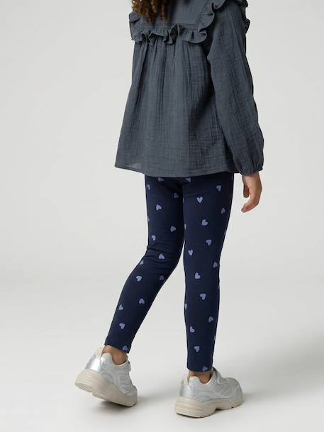 Printed Leggings for Girls almond green+aqua green+blue+ink blue+mauve+printed green+printed pink - vertbaudet enfant 