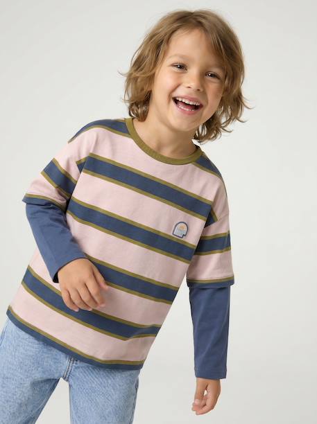 Long-sleeved T-shirt for boys medium blue - vertbaudet enfant 