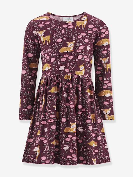 Robe avec biches et fleurs fille Happy Girls bordeaux+vert sauge - vertbaudet enfant 