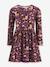 Robe avec biches et fleurs fille Happy Girls bordeaux+vert sauge - vertbaudet enfant 