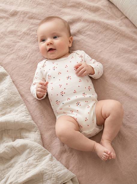 Lot de 3 bodies manches longues bébé écru - vertbaudet enfant 