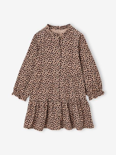 Long-sleeved dress for girls camel - vertbaudet enfant 