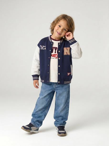 Teddy sweatshirt for boys fir green+navy blue - vertbaudet enfant 