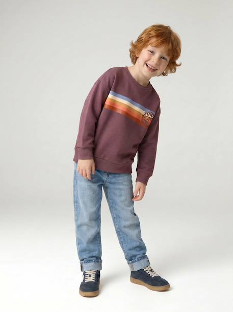 Crew neck sweatshirt for boys marl white+mauve - vertbaudet enfant 