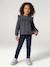 Chemise manches longues fille bleu ardoise+rose poudré+vanille - vertbaudet enfant 