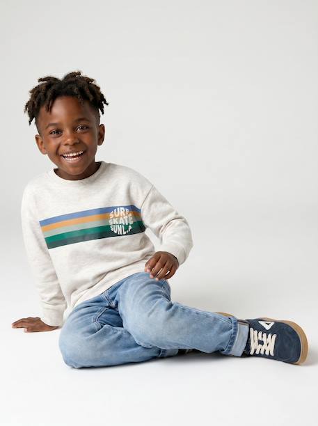 Crew neck sweatshirt for boys marl white+mauve - vertbaudet enfant 