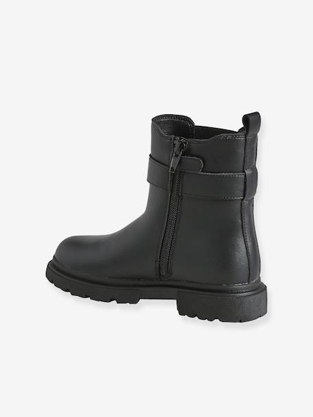 Zip-up synthetic boots for girls black - vertbaudet enfant 