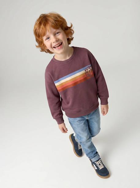 Crew neck sweatshirt for boys marl white+mauve - vertbaudet enfant 