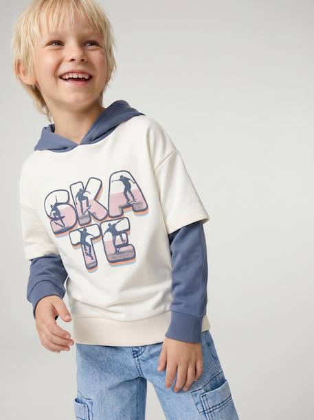 Hooded sweatshirt for boys ecru - vertbaudet enfant 