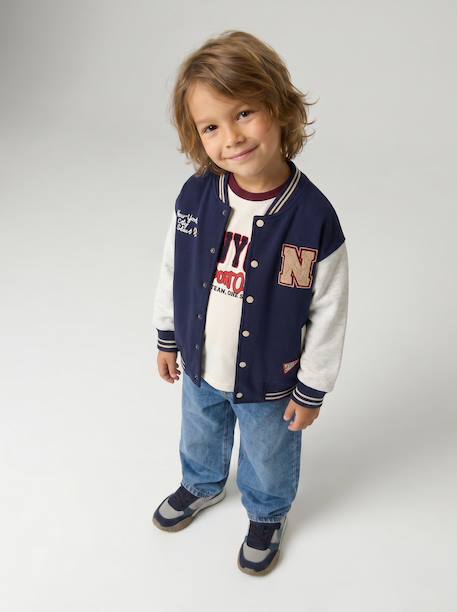 Sweat teddy garçon marine+vert sapin - vertbaudet enfant 