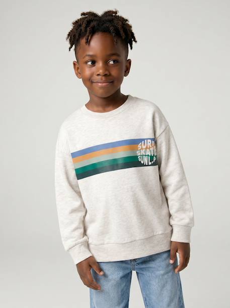 Crew neck sweatshirt for boys marl white+mauve - vertbaudet enfant 