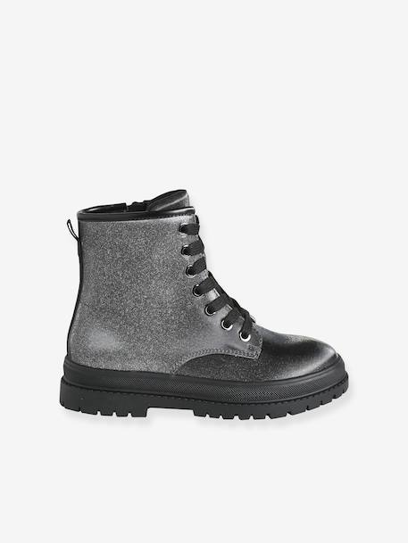Lace-up ankle boots for girls silver - vertbaudet enfant 