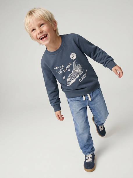 Sweatshirt with front print for boys marl red+marl white+night blue - vertbaudet enfant 