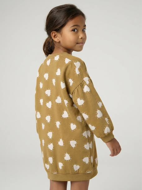 Short sweatshirt dress for girls ecru+olive - vertbaudet enfant 