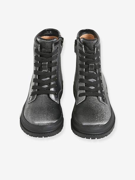 Lace-up ankle boots for girls silver - vertbaudet enfant 