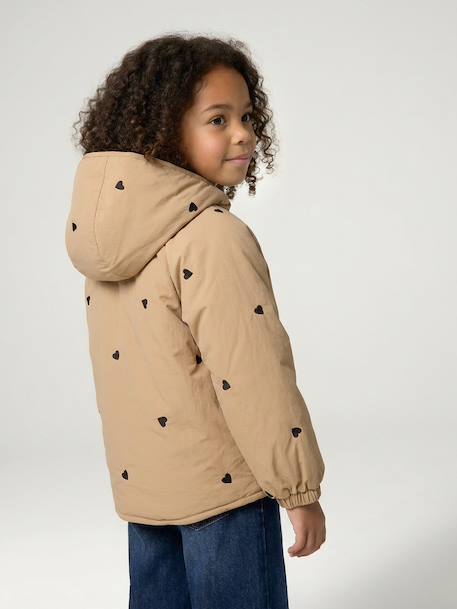Girl's embroidered lightweight jacket grey green+hazel - vertbaudet enfant 