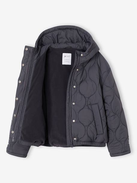 Lightweight puffer jacket with hood for girls black - vertbaudet enfant 