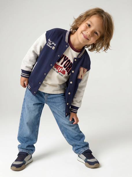 Teddy sweatshirt for boys fir green+navy blue - vertbaudet enfant 