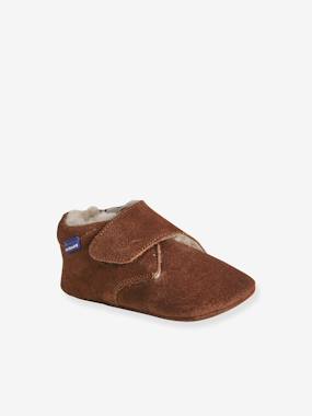 Shoes-Leather touch-fastening slippers for baby