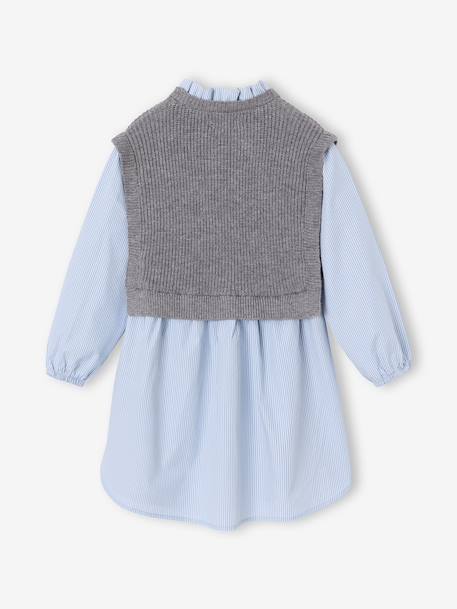 2-in-1-Effect Shirt Dress ecru+marl grey+navy blue - vertbaudet enfant 