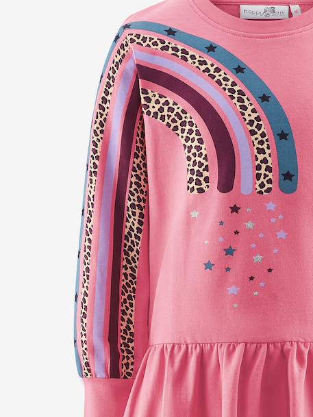 Happy Girls rainbow sweatshirt dress for girls navy blue+sweet pink - vertbaudet enfant 