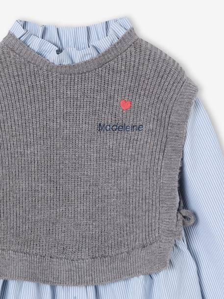 2-in-1-Effect Shirt Dress ecru+marl grey+navy blue - vertbaudet enfant 