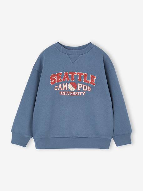 Crew neck sweatshirt for boys denim blue - vertbaudet enfant 