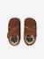 Leather touch-fastening slippers for baby beige+brown - vertbaudet enfant 
