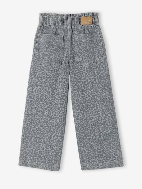 Pantalon fille large motifs fantaisie bleu clair+bleu foncé+denim gris+gris - vertbaudet enfant 