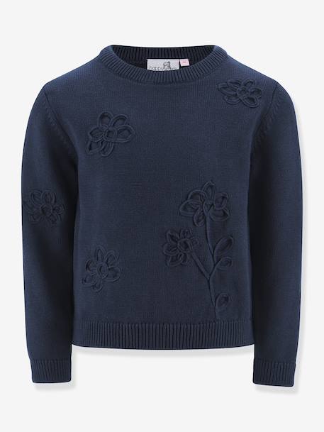 Happy Girls floral jumper for girls bordeaux red+navy blue - vertbaudet enfant 