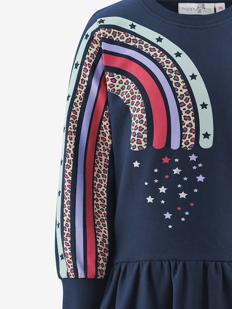 Happy Girls rainbow sweatshirt dress for girls navy blue+sweet pink - vertbaudet enfant 