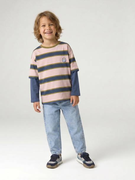 T-shirt manches longues garçon bleu moyen - vertbaudet enfant 