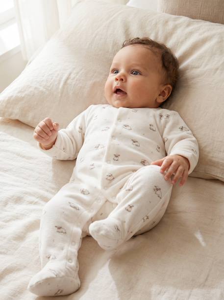 Pack of 2 baby sleepsuits with front opening cappuccino+pale pink+sage green - vertbaudet enfant 