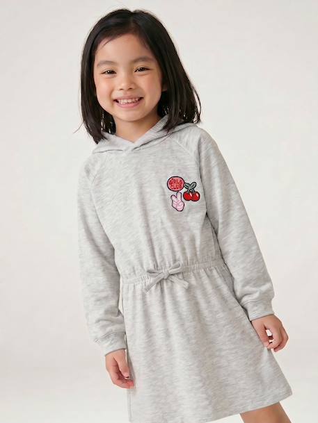 Robe courte à capuche fille gris chiné+marine - vertbaudet enfant 