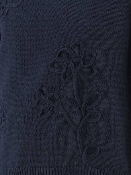 Pull avec fleurs fille Happy Girls bordeaux+marine - vertbaudet enfant 