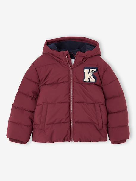 Doudoune à capuche garçon bordeaux+marine - vertbaudet enfant 