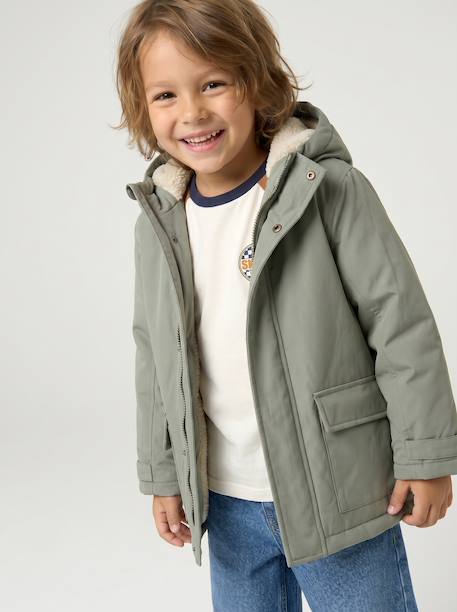 Parka garçon 3 en 1 blouson amovible kaki+lichen+Marine grisé+noix de pécan - vertbaudet enfant 